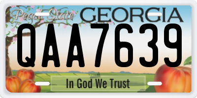 GA license plate QAA7639