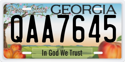 GA license plate QAA7645