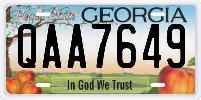 GA license plate QAA7649