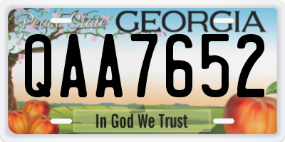 GA license plate QAA7652