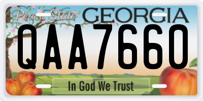 GA license plate QAA7660