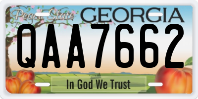 GA license plate QAA7662