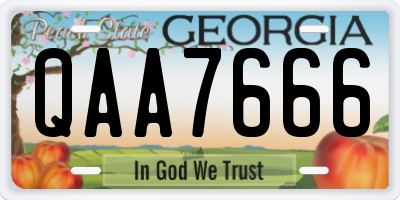 GA license plate QAA7666