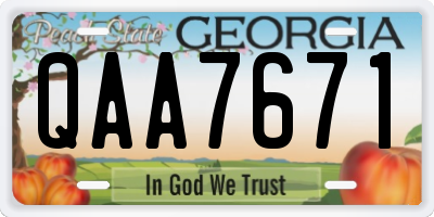 GA license plate QAA7671