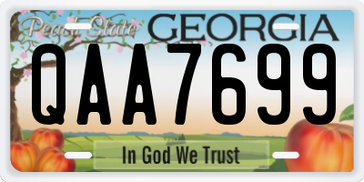 GA license plate QAA7699
