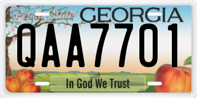 GA license plate QAA7701