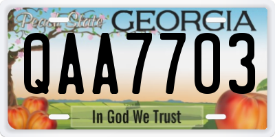 GA license plate QAA7703