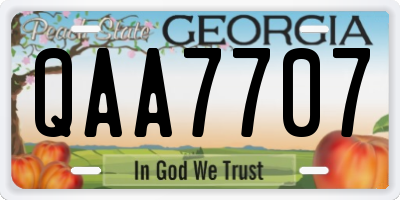 GA license plate QAA7707