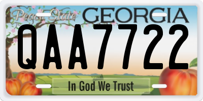 GA license plate QAA7722