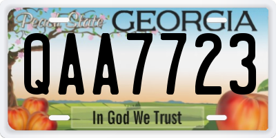 GA license plate QAA7723