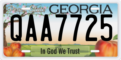 GA license plate QAA7725