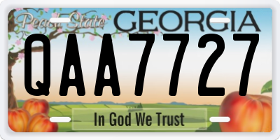 GA license plate QAA7727