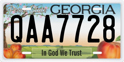 GA license plate QAA7728