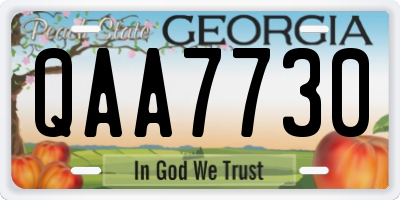 GA license plate QAA7730
