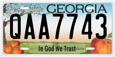 GA license plate QAA7743