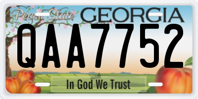 GA license plate QAA7752