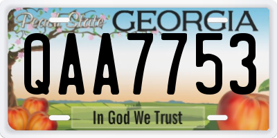 GA license plate QAA7753