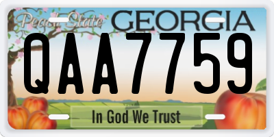 GA license plate QAA7759