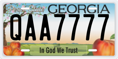 GA license plate QAA7777