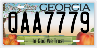 GA license plate QAA7779
