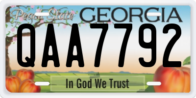 GA license plate QAA7792