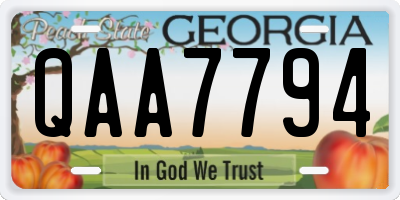 GA license plate QAA7794