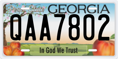GA license plate QAA7802