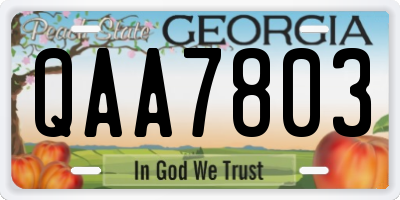 GA license plate QAA7803