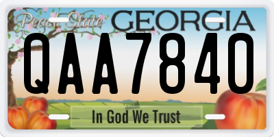 GA license plate QAA7840