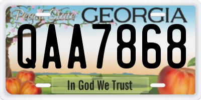 GA license plate QAA7868