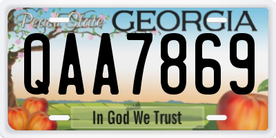 GA license plate QAA7869
