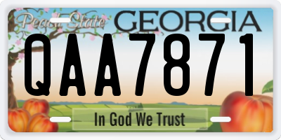 GA license plate QAA7871