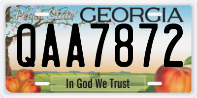 GA license plate QAA7872
