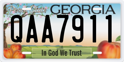 GA license plate QAA7911