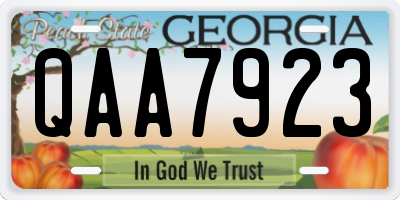 GA license plate QAA7923