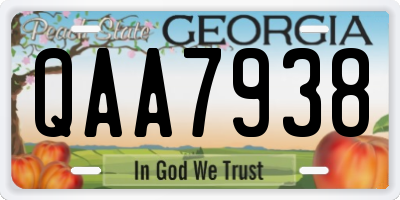 GA license plate QAA7938