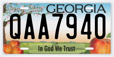 GA license plate QAA7940