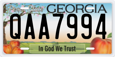 GA license plate QAA7994