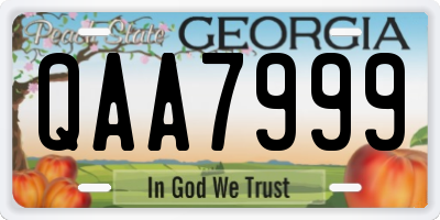 GA license plate QAA7999