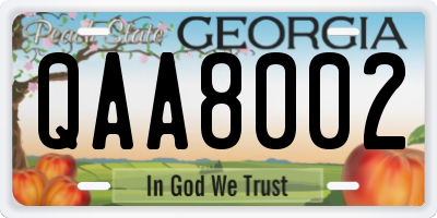 GA license plate QAA8002