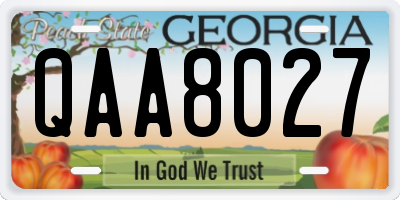 GA license plate QAA8027