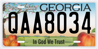 GA license plate QAA8034