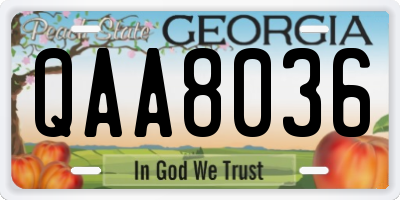 GA license plate QAA8036