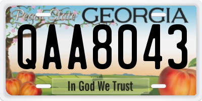 GA license plate QAA8043