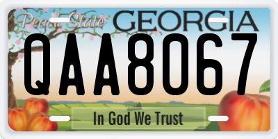 GA license plate QAA8067