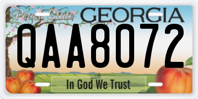 GA license plate QAA8072