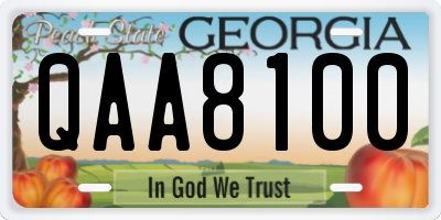 GA license plate QAA8100