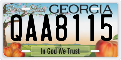 GA license plate QAA8115