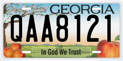 GA license plate QAA8121