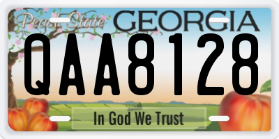GA license plate QAA8128